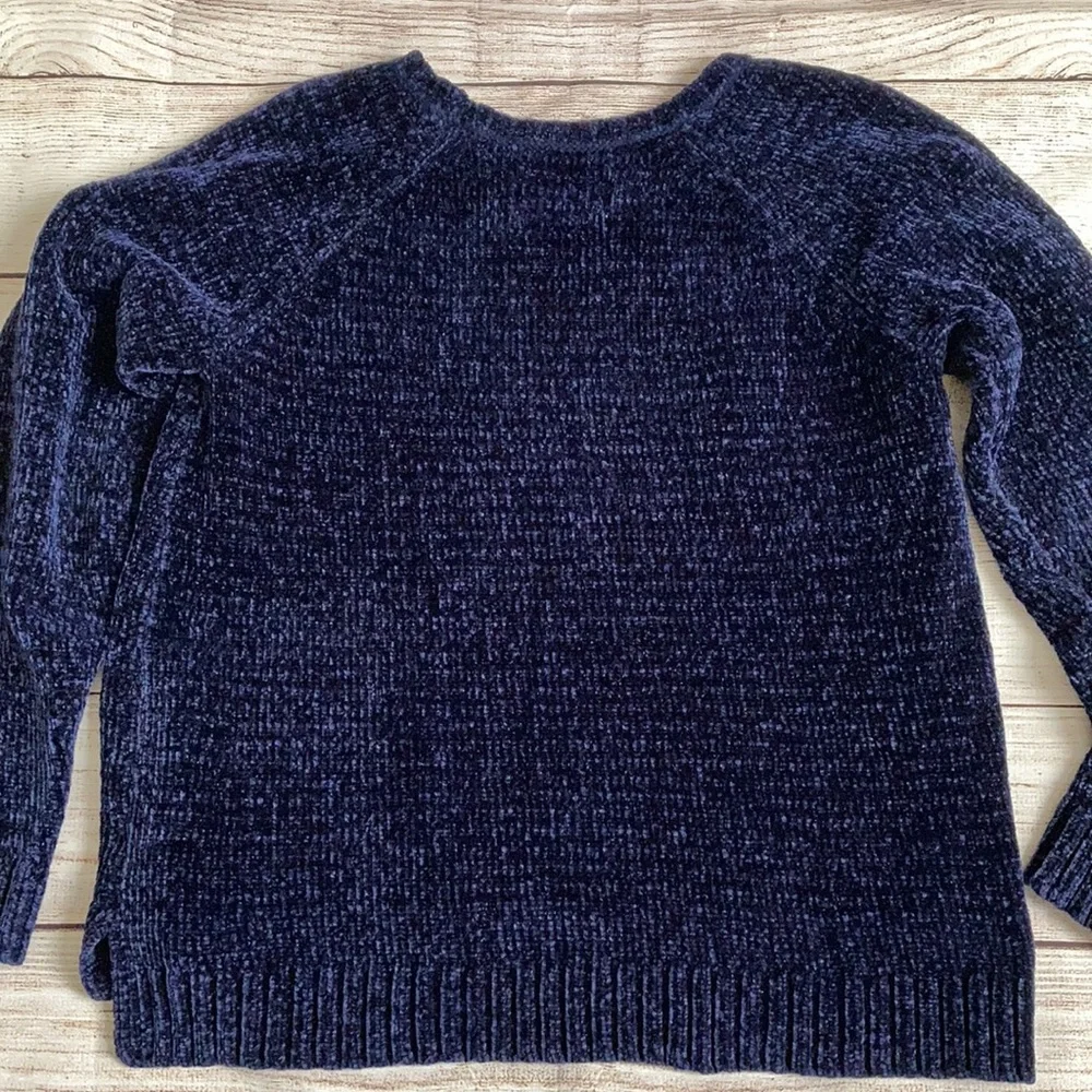 Justice Flip Sequin Chenille Sweater Girls 10/12 Plus Navy Blue